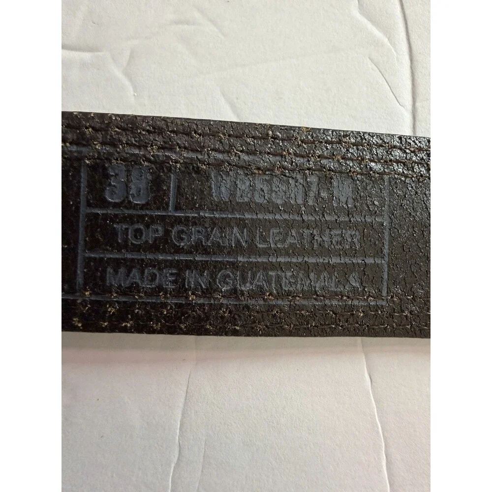 Carhartt Detroit Top Grain Leather Brown Men Size 38 Belt Triple Stitch Classic